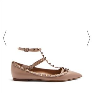 Valentino rockstud ankle strap flats